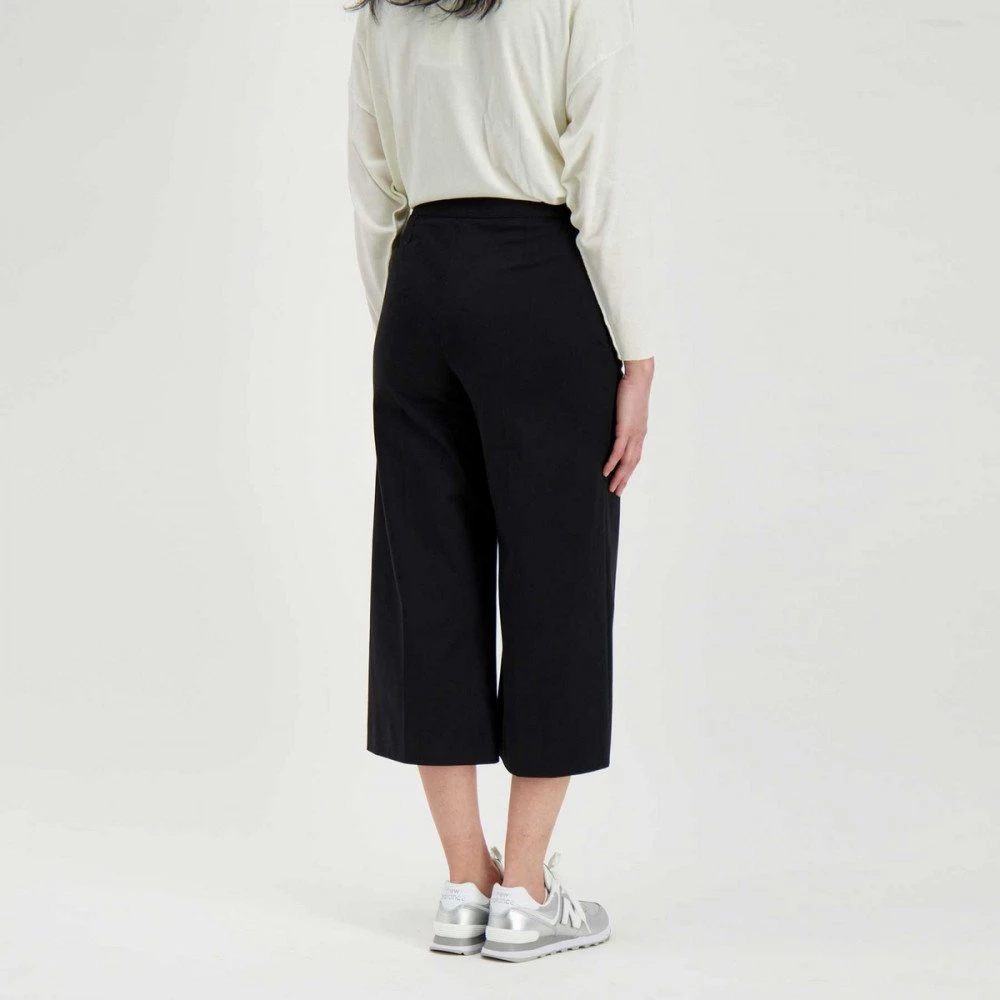 EMME MARELLA PANTALONI CROP IN RASO DI COTONE GRIM DONNA Nero - immagine 5