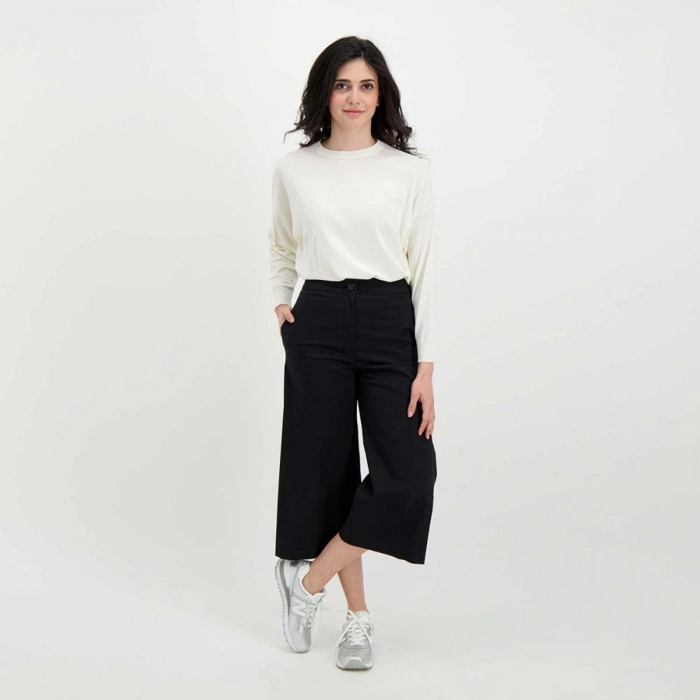 EMME MARELLA PANTALONI CROP IN RASO DI COTONE GRIM DONNA Nero - immagine 6