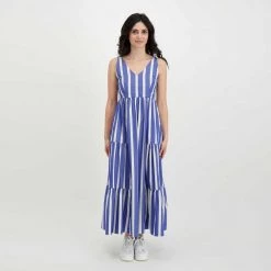 EMME MARELLA ABITO LUNGO SPALLINA LIETO DONNA Azzurro, Bianco -Strada Moda emme marella lieto abito lungo spallina lieto donna casual donna 044641701 012 3