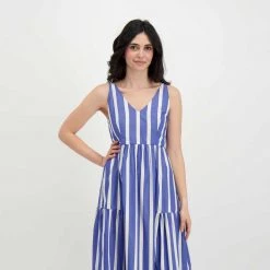 EMME MARELLA ABITO LUNGO SPALLINA LIETO DONNA Azzurro, Bianco -Strada Moda emme marella lieto abito lungo spallina lieto donna casual donna 044641701 012 5