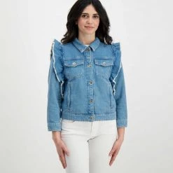 EMME MARELLA GIACCA IN DENIM VOLANT LIVIO DONNA Blu -Strada Moda emme marella livio giacca in denim volant livio donna giacconi donna 044641901 001 3