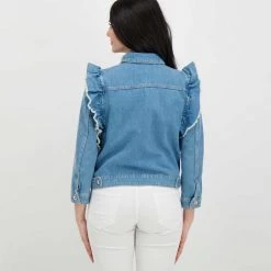 EMME MARELLA GIACCA IN DENIM VOLANT LIVIO DONNA Blu -Strada Moda emme marella livio giacca in denim volant livio donna giacconi donna 044641901 001 4