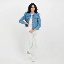 EMME MARELLA GIACCA IN DENIM VOLANT LIVIO DONNA Blu -Strada Moda emme marella livio giacca in denim volant livio donna giacconi donna 044641901 001 6