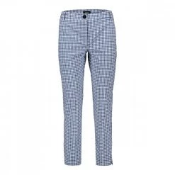 EMME MARELLA PANTALONI VICHY PIADENA DONNA Bianco, Blu