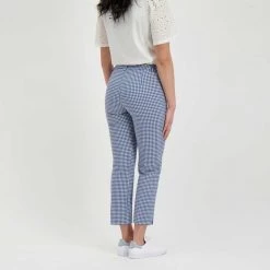 EMME MARELLA PANTALONI VICHY PIADENA DONNA Bianco, Blu -Strada Moda emme marella piadena pantaloni vichy piadena donna casual donna 044644201 004 5