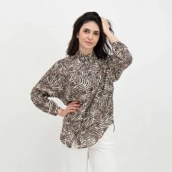 EMME MARELLA CAMICIA ROB DONNA Beige -Strada Moda emme marella rob camicia rob donna casual donna 044645201 002 5