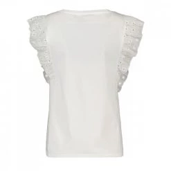 EMME MARELLA T-SHIRT CON ROUCHES SANGALLO ROYAL DONNA Bianco -Strada Moda emme marella royal t shirt con rouches sangallo royal donna casual donna 044645301 001 2