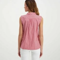 EMME MARELLA CAMICIA SMANICATA STEFANO DONNA Bianco, Rosso -Strada Moda emme marella stefano camicia smanicata stefano donna casual donna 044646001 008 4