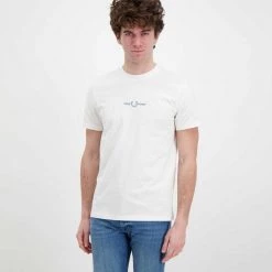 FRED PERRY T-SHIRT LOGO EMBROIDERED Bianco -Strada Moda fred perry m2706 t shirt logo embroidered casual uomo 044988901 303 2