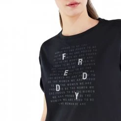 FREDDY T-SHIRT BASIC COTTON SCRITTE DONNA Nero -Strada Moda freddy s2wbct7 t shirt basic cotton scritte donna sport style donna 045252201 n 4