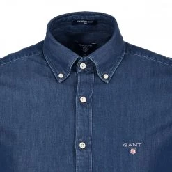 GANT CAMICIA IN CHAMBRAY Blu -Strada Moda gant 3040522 camicia in chambray slim casual uomo 036012801 989 3
