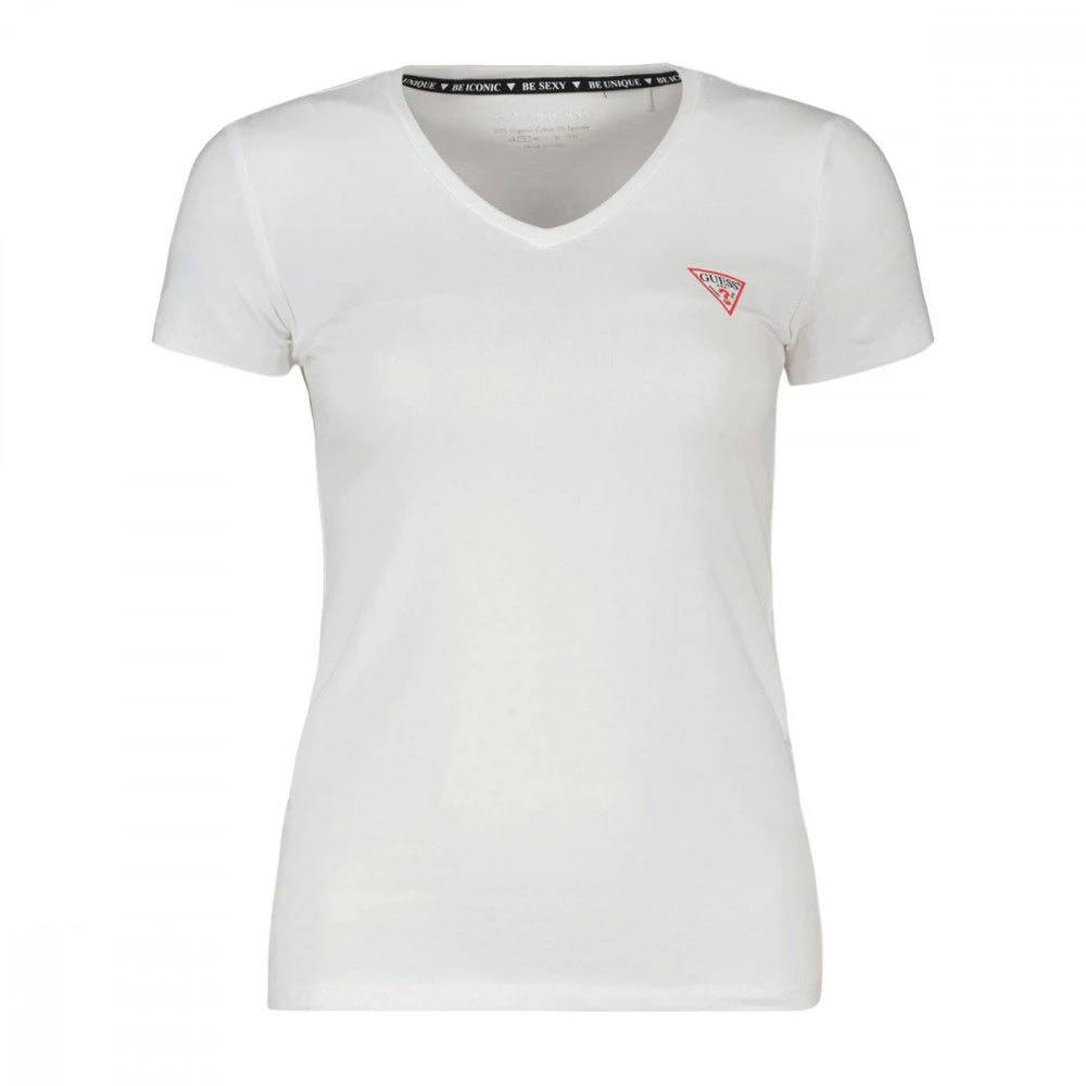 GUESS T-SHIRT SCOLLO V MINI LOGO DONNA Bianco 3 GUESS T-SHIRT SCOLLO V MINI LOGO DONNA Bianco