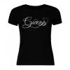 GUESS T-SHIRT LOGO STRASS CORSIVO DONNA Nero -Strada Moda guess w2gi24ka0q1 t shirt logo strass corsivo donna casual donna 045295601 jblk 1