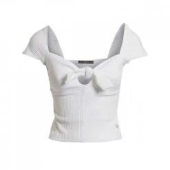 GUESS TOP IN MAGLIA FIOCCO DONNA Bianco