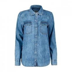 GUESS CAMICIA DENIM WESTERN DONNA Azzurro
