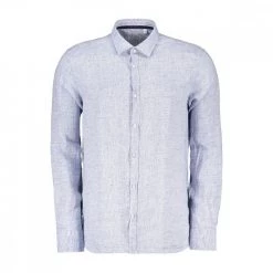 HANG ON CAMICIA IN LINO COLLO FRANCESE Azzurro