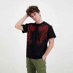 IUTER T-SHIRT DRAGON Nero -Strada Moda iuter 22sits24 t shirt dragon street style uomo 044739401 black 5
