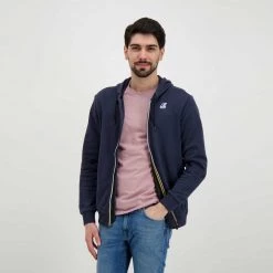K-WAY FELPA FULL ZIP CON CAPPUCCIO ARNEL Blu -Strada Moda k way k5113iw felpa full zip con cappuccio arnel casual uomo 045343601 k89 5