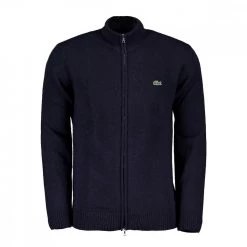LACOSTE MAGLIONE FULL ZIP IN LANA MERINO Blu