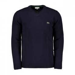 LACOSTE MAGLIONE SCOLLO V IN LANA MERINO Blu