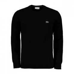 LACOSTE MAGLIONE GIROCOLLO IN COTONE Nero