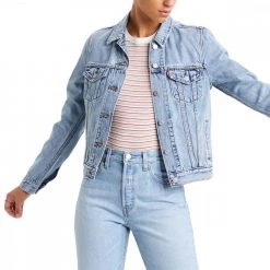 LEVI'S GIACCA IN DENIM ORIGINAL TRUCKER DONNA Azzurro -Strada Moda levi s 29945 giacca in denim original trucker donna giacconi donna 045064701 0100 4