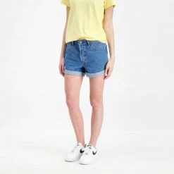 LEVI'S SHORT LONG 501 DONNA Blu -Strada Moda levi s 29961 short long 501 donna casual donna 042808401 0021 4