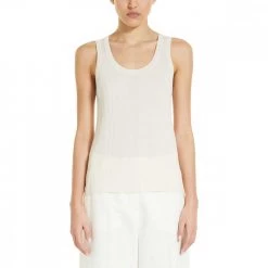 MAX MARA WEEKEND CANOTTA A COSTINE SERRA DONNA Bianco -Strada Moda max mara weekend serra22 top canotta in viscosa donna casual donna 044665401 002 2