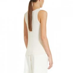 MAX MARA WEEKEND CANOTTA A COSTINE SERRA DONNA Bianco -Strada Moda max mara weekend serra22 top canotta in viscosa donna casual donna 044665401 002 3