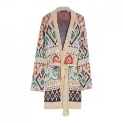 MAX MARA WEEKEND CARDIGAN JAQUARD CON CINTURA TEOREMA DONNA Multicolor