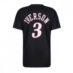 MITCHELL & NESS T-SHIRT NAME NUMBER IVERSON 3 SIXERS Nero 5 MITCHELL & NESS T-SHIRT NAME NUMBER IVERSON 3 SIXERS Nero -Strada Moda mitchell ness bnn3cw19045 t shirt name number iverson 3 sixers abbigliamento basket uomo 045376801 blk 2