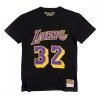 MITCHELL & NESS T-SHIRT NAME NUMBER JOHNSON 32 LAKERS Nero -Strada Moda mitchell ness bnn3cw19045 t shirt name number johnson 32 lakers abbigliamento basket uomo 045376501 blk 1