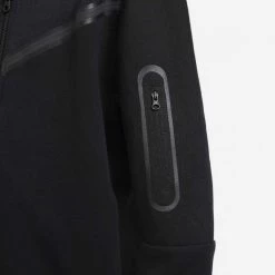 NIKE FELPA FULL ZIP CON CAPPUCCIO TECH FLEECE BAMBINO Nero -Strada Moda nike cu9223 felpa full zip con cappuccio tech fleece bambino abbigliamento bambino 040977501 010 5