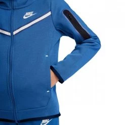 NIKE FELPA FULL ZIP CON CAPPUCCIO TECH FLEECE BAMBINO Royal -Strada Moda nike cu9223 felpa full zip con cappuccio tech fleece bambino abbigliamento bambino 044519401 407 3