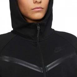 NIKE FELPA FULL ZIP CON CAPPUCCIO TECH FLEECE DONNA Nero -Strada Moda nike cw4298 felpa fz c capp tech fleece donna sport style donna 040981701 010 5