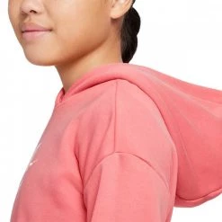 NIKE FELPA CROP CON CAPPUCCIO CLUB BAMBINA Rosa -Strada Moda nike dc7210 felpa crop con cappuccio club bambina abbigliamento bambino 044518301 603 3