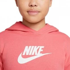 NIKE FELPA CROP CON CAPPUCCIO CLUB BAMBINA Rosa -Strada Moda nike dc7210 felpa crop con cappuccio club bambina abbigliamento bambino 044518301 603 4