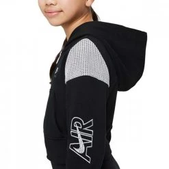 NIKE FELPA FULL ZIP CON CAPPUCCIO AIR BAMBINA Nero -Strada Moda nike dm8386 felpa fz c capp air garzata bambina abbigliamento bambino 044519101 010 3