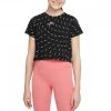 NIKE T-SHIRT CROP SWOOSHFETTI BAMBINA Nero