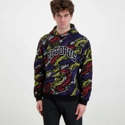 FELPA CON CAPPUCCIO OCTOPUS DECO Nero -Strada Moda octopus 22sosh09 felpa con cappuccio octopus deco street style uomo 044742301 black 3