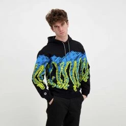 FELPA CON CAPPUCCIO OCTOPUS DRAFT Nero -Strada Moda octopus 22sosh11 felpa con cappuccio octopus draft street style uomo 044742401 black 5