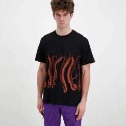 T-SHIRT OCTOPUS OUTLINE Nero -Strada Moda octopus 22sots03 t shirt octopus outline street style uomo 044743601 black 3