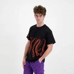 T-SHIRT OCTOPUS OUTLINE Nero -Strada Moda octopus 22sots03 t shirt octopus outline street style uomo 044743601 black 5