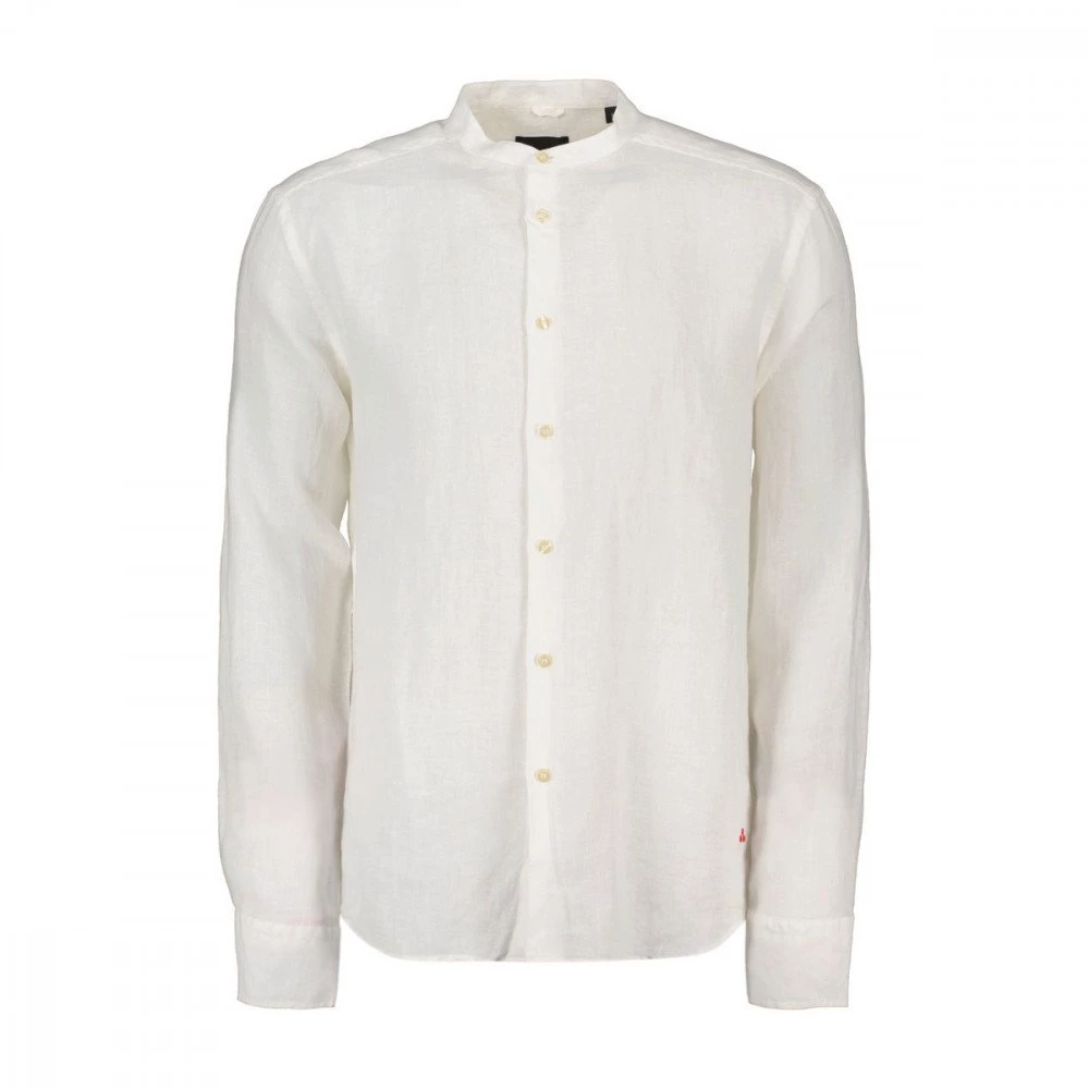 PEUTEREY CAMICIA COLLO COREANA IN LINO IBERIS Bianco