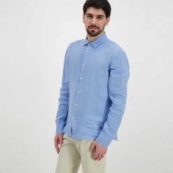 PEUTEREY CAMICIA COLLO FRANCESE IN LINO VINTEX Azzurro -Strada Moda peuterey peu4286 camicia collo francese in lino vintex casual uomo 045019501 270 3
