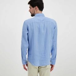 PEUTEREY CAMICIA COLLO FRANCESE IN LINO VINTEX Azzurro -Strada Moda peuterey peu4286 camicia collo francese in lino vintex casual uomo 045019501 270 4