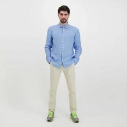 PEUTEREY CAMICIA COLLO FRANCESE IN LINO VINTEX Azzurro -Strada Moda peuterey peu4286 camicia collo francese in lino vintex casual uomo 045019501 270 6