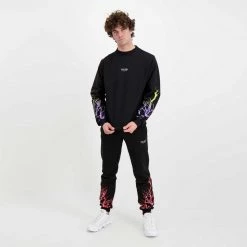 PHOBIA FELPA GIROCOLLO LIGHTNING Nero -Strada Moda phobia ph 12bpuyel felpa girocollo fulmini street style uomo 044744901 puyel 6