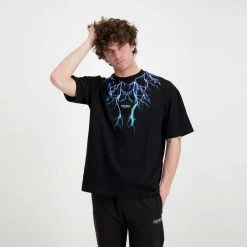 PHOBIA T-SHIRT LIGHTNING Nero -Strada Moda phobia ph 1bbllb t shirt fulmini street style uomo 044745001 bbllb 4