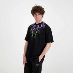 PHOBIA T-SHIRT LIGHTNING Nero -Strada Moda phobia ph 1bbpuyel t shirt fulmini street style uomo 044745101 puyel 4